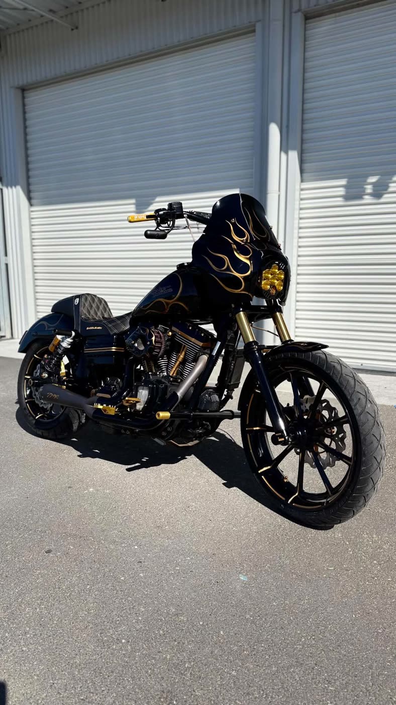 Harley bagger with flame fairing
